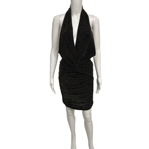 Fashion Nova Women's Sleeveless Halter Neck Black Sparkly Cocktail Dress Size XL - Picture 8 of 13